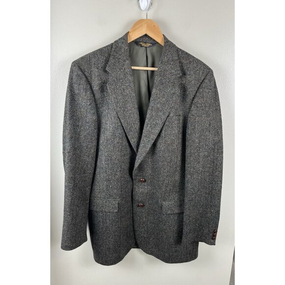 Brooks Brothers Vtg Sport Coat Men 41 Single Breasted Herringbone Tweed Scotland - Picture 1 of 16